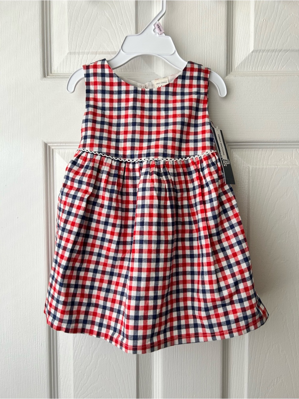 baby B’gosh red, white, blue checkered dress NWT 9m